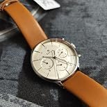 Titan On Trend Quartz Multifunction Beige Dial Tan Leather Strap Watch for Men - NT90102SL01 - Image 3